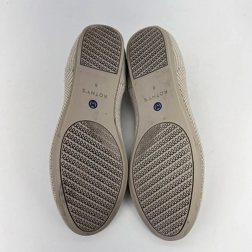 Rothy’s The Loafer Women Size 8 W Knit Flat Slip On Shoes Beige